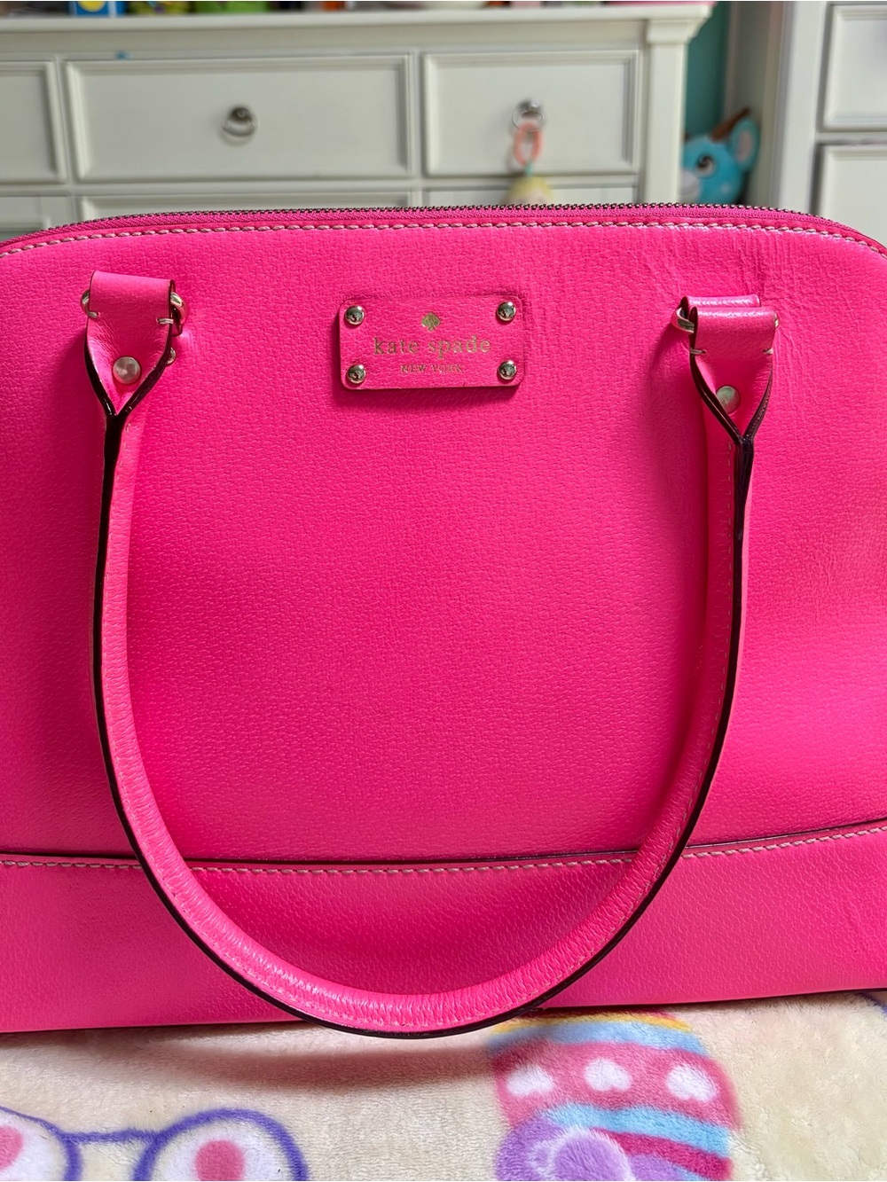kate spade Hot Pink Leather Satchel with Gold Hardware